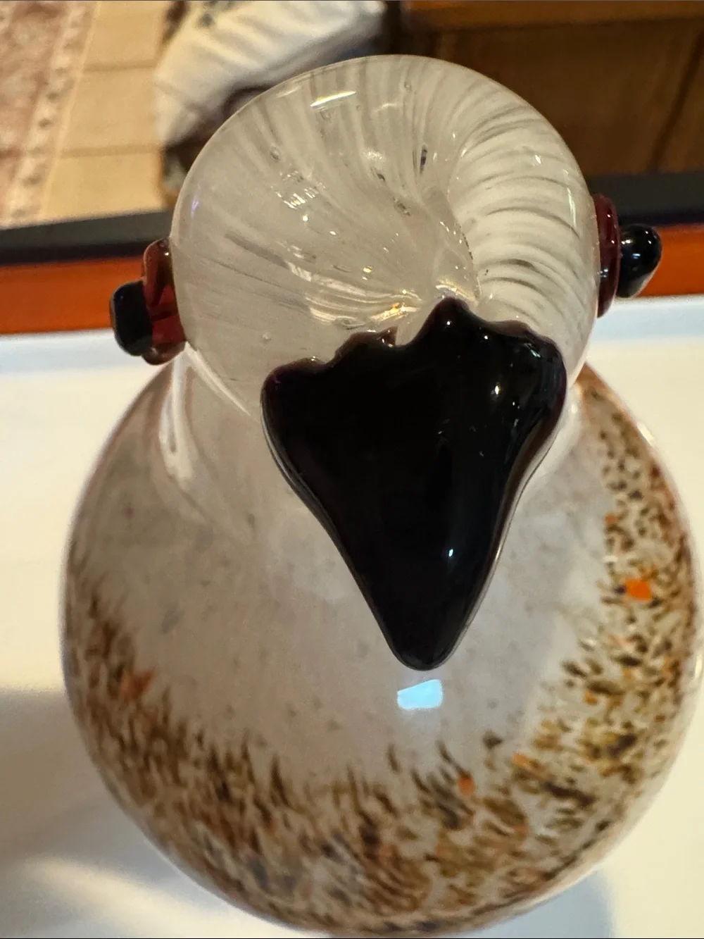 Bird Glass Vintage Speckled Pigeon Hawk White Brown Orange